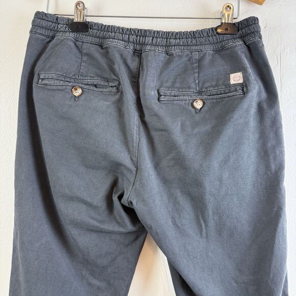 Marine Layer Pants Men MEDIUM Saturday Slim Straight Twill Drawstring Wash Black - Picture 7 of 12